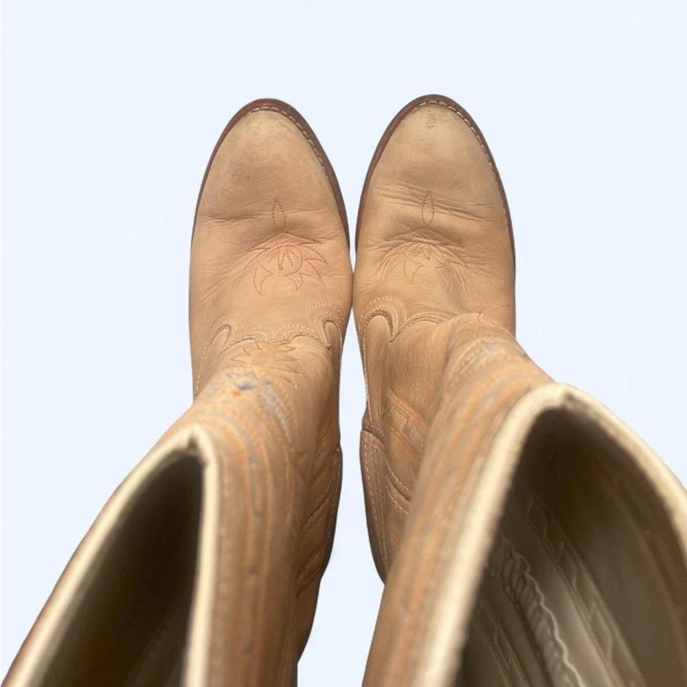 ACME Tan Leather Western Heeled Boots - Picture 2 of 8